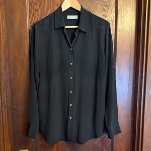 Everlane Black 100% Silk Button Down Shirt, Size 10
